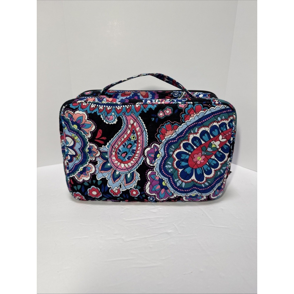 Vera Bradley Large Blush & Brush Makeup Case Cosmetic Bag - Haymarket Paisley
